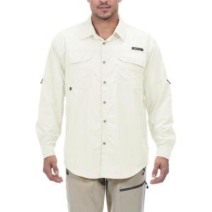 Little Donkey Andy Men’s UPF 50+ UV Protection Shirt, Long Sleeve Fishing Hiking Shirt(Off-white)