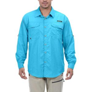 Little Donkey Andy Men’s UPF 50+ UV Protection Shirt, Long Sleeve Fishing Hiking Shirt(Sea Blue)