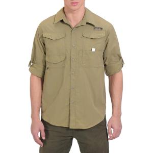 Little Donkey Andy Men’s UPF 50+ UV Protection Shirt, Long Sleeve Fishing Hiking Shirt(Taupe-multiple Pockets)