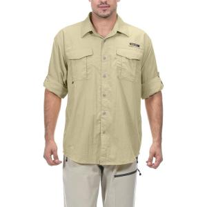 Little Donkey Andy Men’s UPF 50+ UV Protection Shirt, Short Sleeve Fishing Shirt, Breathable and Fast Dry(Beige)