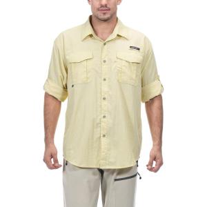 Little Donkey Andy Men’s UPF 50+ UV Protection Shirt, Short Sleeve Fishing Shirt, Breathable and Fast Dry(Light Khaki)