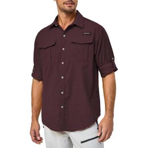 Little Donkey Andy Men’s UPF 50+ UV Protection Shirt, Short Sleeve Fishing Shirt, Breathable and Fast Dry(Red Dahlia)