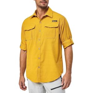 Little Donkey Andy Men’s UPF 50+ UV Protection Shirt, Short Sleeve Fishing Shirt, Breathable and Fast Dry(Yolk Yellow)