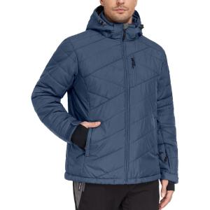 Little Donkey Andy Men’s Warm Ski Jacket Water Resistant Insulated Snowboarding Jacket Windproof Winter Snow Coat(Black Blue)
