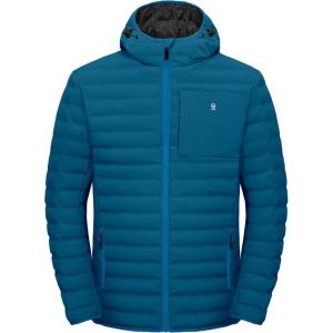 Little Donkey Andy Men’s Warm Waterproof Puffer Jacket Hooded Windproof Winter Coat with Recycled Insulation(Upgraded Blue)
