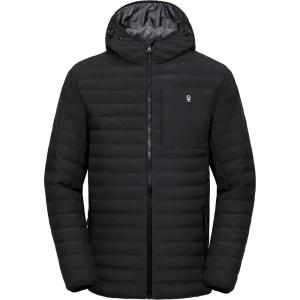 Little Donkey Andy Men’s Warm Waterproof Puffer Jacket Hooded Windproof Winter Coat with Recycled Insulation(Upgraded-black)