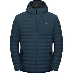 Little Donkey Andy Men’s Warm Waterproof Puffer Jacket Hooded Windproof Winter Coat with Recycled Insulation(Upgraded-dark Blue)
