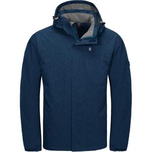 Little Donkey Andy Men’s Waterproof Ski Snowboarding Jacket Windproof Warm Coat with Detachable Hood(Blue Heather)