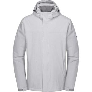 Little Donkey Andy Men’s Waterproof Ski Snowboarding Jacket Windproof Warm Coat with Detachable Hood(Light Gray Heather)