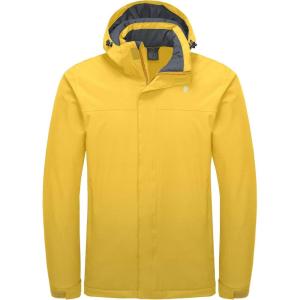 Little Donkey Andy Men’s Waterproof Ski Snowboarding Jacket Windproof Warm Coat with Detachable Hood(Yellow Heather)