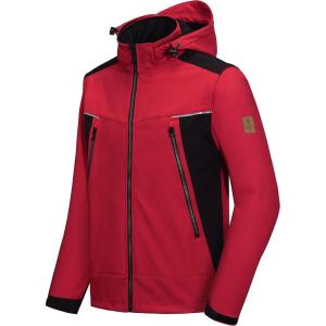 Little Donkey Andy Men’s Waterproof Softshell Jacket with Detachable Sleeves and Hood, Fleece Mountain Ski Snow Rain Coat(Red)