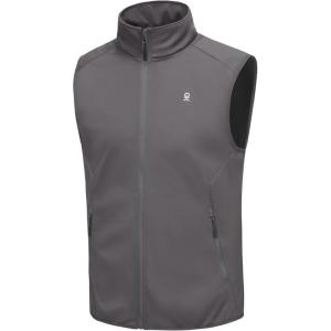 Little Donkey Andy Men’s Water-resistant Outerwear Vests, Stretch Windproof Vest for Cycling, Running, Golf(Basic Gray)