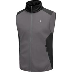 Little Donkey Andy Men’s Water-resistant Outerwear Vests, Stretch Windproof Vest for Cycling, Running, Golf(Basic Gray Black)
