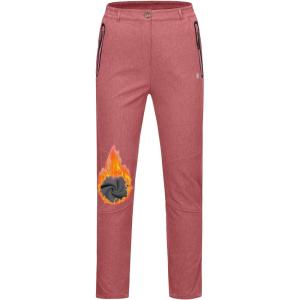 Little Donkey Andy Softshell Fleece Lined Cargo Pants for Women Water Resistance Outdoor Hiking Tactical Trousers(Watermelon Red Heather)