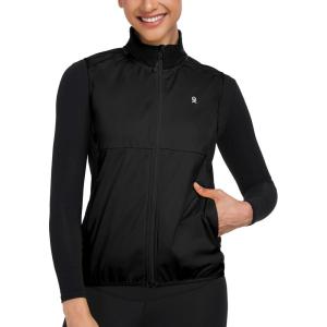 Little Donkey Andy Windproof Sleeveless Vest Jacket for Women, Water-Repellent Stretch Sports Vest for Cycling, Running(Black)