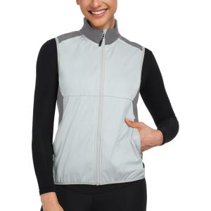 Little Donkey Andy Windproof Sleeveless Vest Jacket for Women, Water-Repellent Stretch Sports Vest for Cycling, Running(Light Grey)
