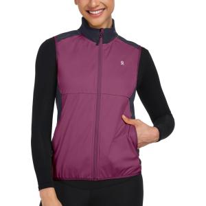 Little Donkey Andy Windproof Sleeveless Vest Jacket for Women, Water-Repellent Stretch Sports Vest for Cycling, Running(Rose)