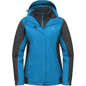 Little Donkey Andy Women’s 3 in 1 Winter Ski Jacket Warm Fleece Liner Jacket Waterproof Windproof Snow Coat & Detachable Hood(Gray/Blue)