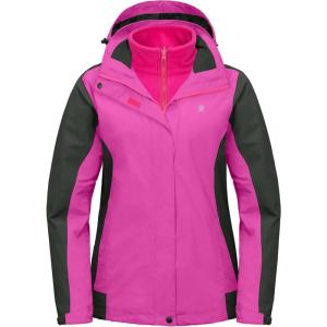 Little Donkey Andy Women’s 3 in 1 Winter Ski Jacket Warm Fleece Liner Jacket Waterproof Windproof Snow Coat & Detachable Hood(Rose/Grey)
