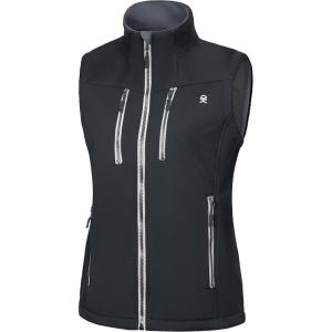 Little Donkey Andy Women’s Fleece Lined Vest,Lightweight Softshell Sleeveless Jacket for Running Hiking Golf(Black)