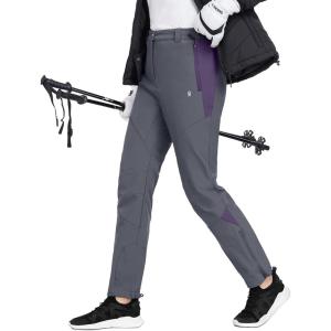 Little Donkey Andy Women’s Fleece Lined Waterproof Softshell Pants Hiking Ski Snowboarding Pants(A-grey)