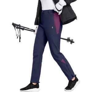 Little Donkey Andy Women’s Fleece Lined Waterproof Softshell Pants Hiking Ski Snowboarding Pants(A.navy)