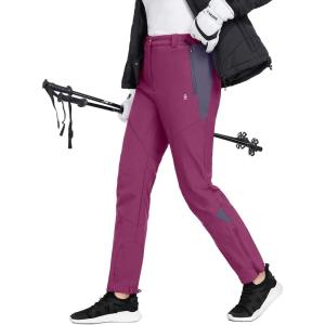 Little Donkey Andy Women’s Fleece Lined Waterproof Softshell Pants Hiking Ski Snowboarding Pants(A.purple)