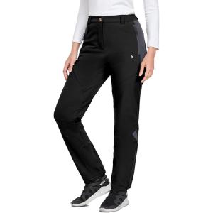 Little Donkey Andy Women’s Fleece Lined Waterproof Softshell Pants Hiking Ski Snowboarding Pants(Black)