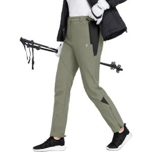 Little Donkey Andy Women’s Fleece Lined Waterproof Softshell Pants Hiking Ski Snowboarding Pants(Sage)