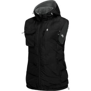 Little Donkey Andy Women’s Fleece Puffy Vest Warm Sleeveless Puffer Jacket with Removable Hood for Golfing Hiking(Black)