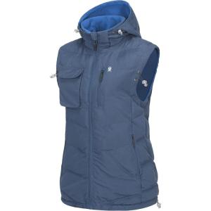 Little Donkey Andy Women’s Fleece Puffy Vest Warm Sleeveless Puffer Jacket with Removable Hood for Golfing Hiking(Blue)