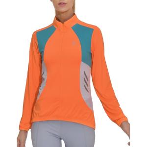 Little Donkey Andy Women’s Half Zip Breathable Cycling Vests Reflective Sleeveless Jerseys Shirts Golf 4 Rear Pockets(Orange)