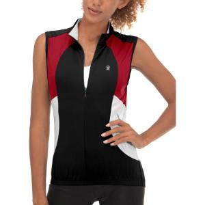 Little Donkey Andy Women’s Half Zip Breathable Cycling Vests Reflective Sleeveless Jerseys Shirts Golf 4 Rear Pockets(Upgraded Black)
