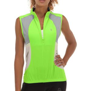 Little Donkey Andy Women’s Half Zip Breathable Cycling Vests Reflective Sleeveless Jerseys Shirts Golf 4 Rear Pockets(Upgraded Fluorescent Yellow)