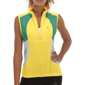 Little Donkey Andy Women’s Half Zip Breathable Cycling Vests Reflective Sleeveless Jerseys Shirts Golf 4 Rear Pockets(Upgraded Lemon Verbena)