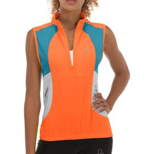 Little Donkey Andy Women’s Half Zip Breathable Cycling Vests Reflective Sleeveless Jerseys Shirts Golf 4 Rear Pockets(Upgraded Orange)