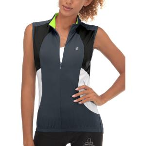 Little Donkey Andy Women’s Half Zip Breathable Cycling Vests Reflective Sleeveless Jerseys Shirts Golf 4 Rear Pockets(Upgraded Steel Grey)