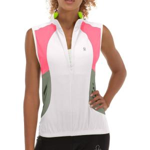 Little Donkey Andy Women’s Half Zip Breathable Cycling Vests Reflective Sleeveless Jerseys Shirts Golf 4 Rear Pockets(Upgraded White)