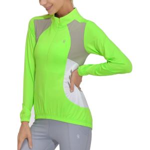 Little Donkey Andy Women’s Half Zip Cycling Jerseys Long Sleeve Bike Shirts Running Hiking(Fluorescent Yellow)