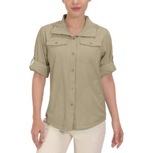 Little Donkey Andy Women’s Hoodie Long Sleeve Shirt UPF 50+ Sun Protection Outdoor Quick Dry Fishing Hiking Shirts(Hood New Khaki)