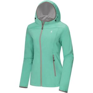 Little Donkey Andy Women’s Lightweight Hooded Softshell Jacket for Running Travel Hiking, Windproof, Water Repellent(Aqua Green)