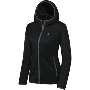Little Donkey Andy Women’s Lightweight Hooded Softshell Jacket for Running Travel Hiking, Windproof, Water Repellent(Black)