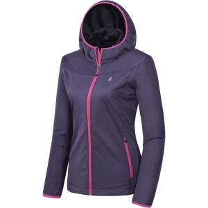 Little Donkey Andy Women’s Lightweight Hooded Softshell Jacket for Running Travel Hiking, Windproof, Water Repellent(Purple)