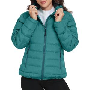 Little Donkey Andy Women’s Lightweight Puffer Jacket Hooded Windproof Winter Coat(Baltic Heather)