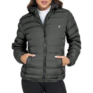 Little Donkey Andy Women’s Lightweight Puffer Jacket Hooded Windproof Winter Coat(Upgrade Black Heather)