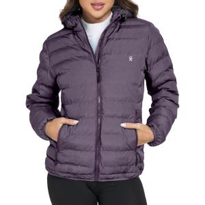 Little Donkey Andy Women’s Lightweight Puffer Jacket Hooded Windproof Winter Coat(Upgrade Purple Heather)