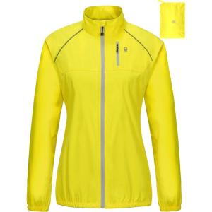 Little Donkey Andy Women’s Lightweight Rain Cycling Stretch Jacket with Hood, Windproof and Waterproof, Ultralight Packable(B5.upgrade-lemon)