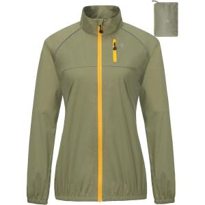 Little Donkey Andy Women’s Lightweight Rain Cycling Stretch Jacket with Hood, Windproof and Waterproof, Ultralight Packable(B7.upgrade-sage)