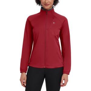 Little Donkey Andy Women’s Lightweight Softshell Jacket for Running Cycling, Water Repellent Windbreaker with Zipper Pockets(Red)