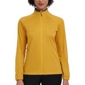 Little Donkey Andy Women’s Lightweight Softshell Jacket for Running Cycling, Water Repellent Windbreaker with Zipper Pockets(Turmeric)